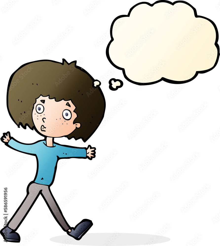cartoon surprised man walking with thought bubble cartoon surprised man walking with thought bubble