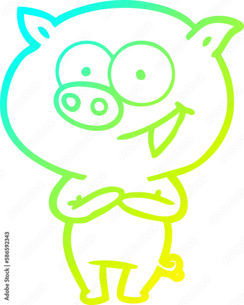 cold gradient line drawing cheerful pig cartoon cold gradient line drawing cheerful pig cartoon