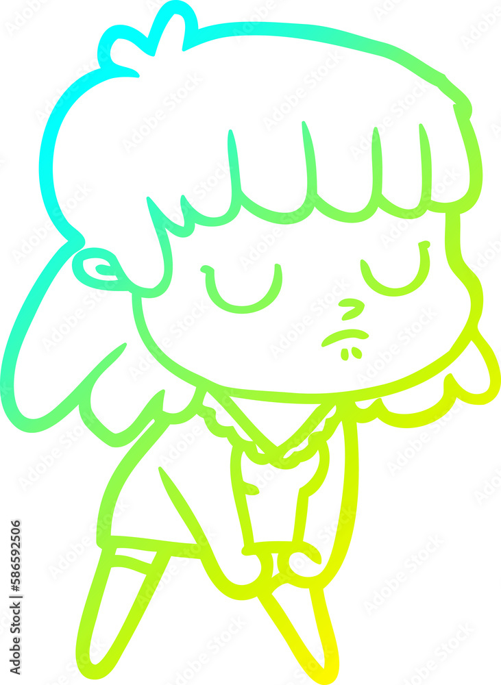 cold gradient line drawing cartoon indifferent woman cold gradient line drawing cartoon indifferent woman