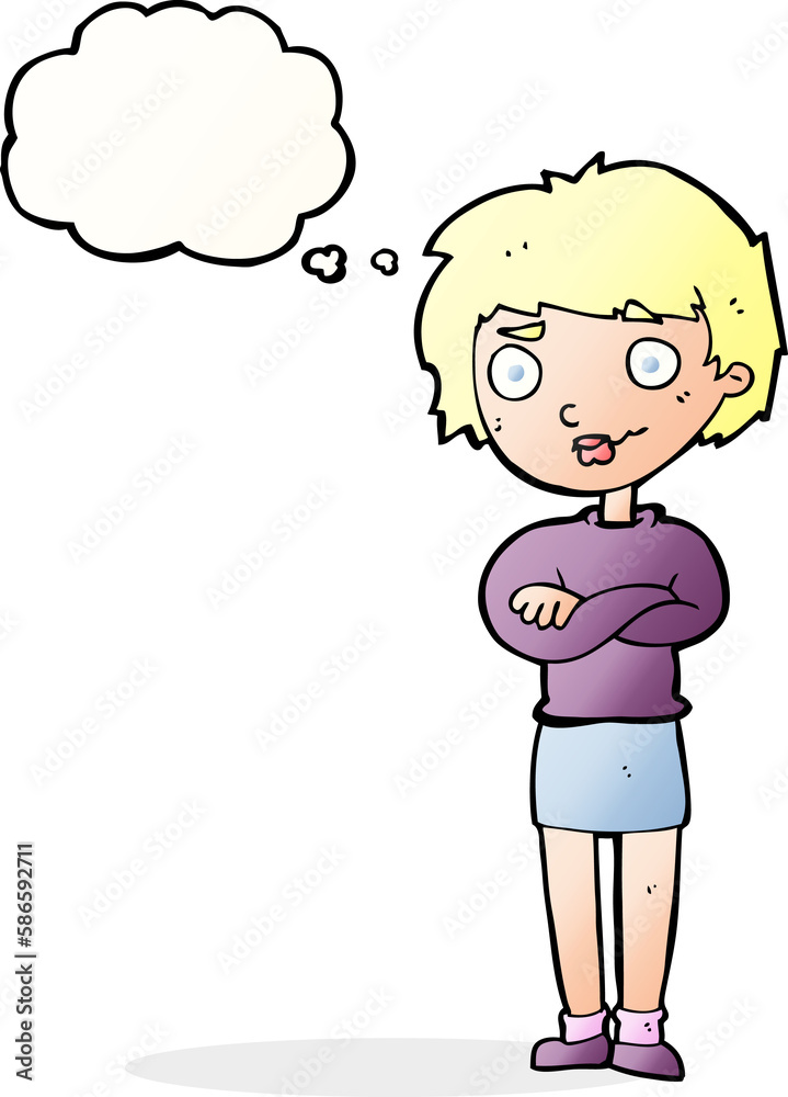 cartoon annoyed woman with thought bubble cartoon annoyed woman with thought bubble