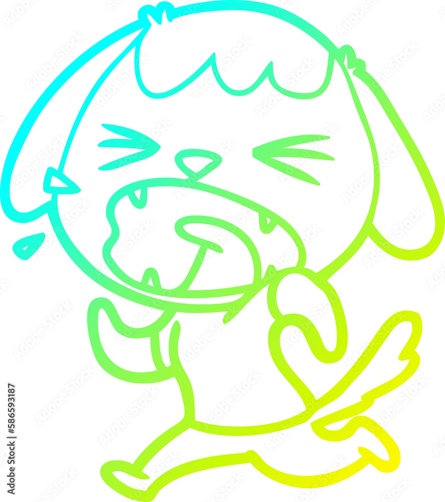 cold gradient line drawing cute cartoon dog barking
