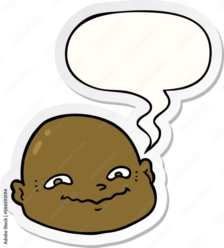 cartoon bald man and speech bubble sticker cartoon bald man and speech bubble sticker