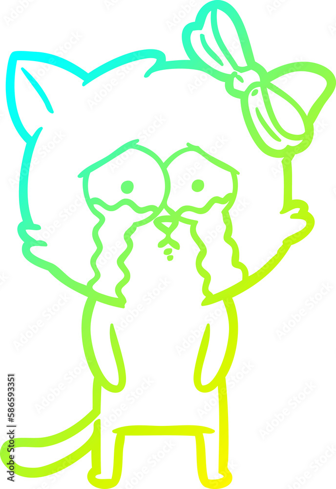 cold gradient line drawing cartoon cat cold gradient line drawing cartoon cat