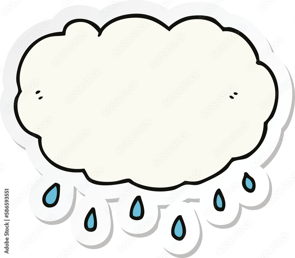 sticker of a cartoon rain cloud