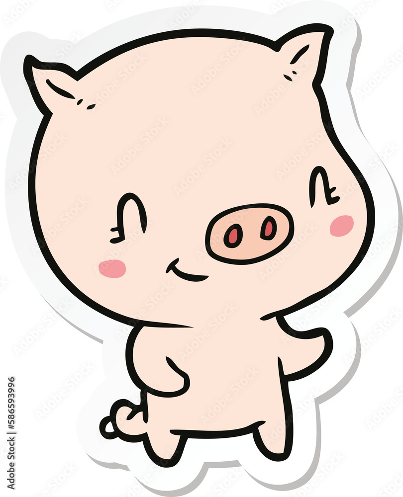 sticker of a cartoon pig sticker of a cartoon pig