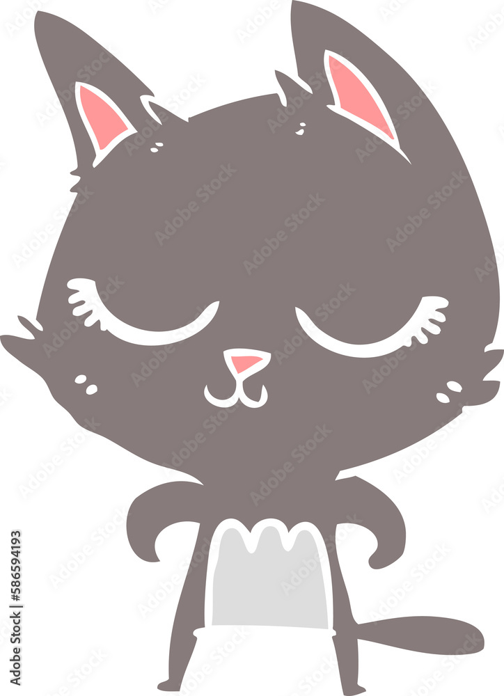 calm flat color style cartoon cat calm flat color style cartoon cat