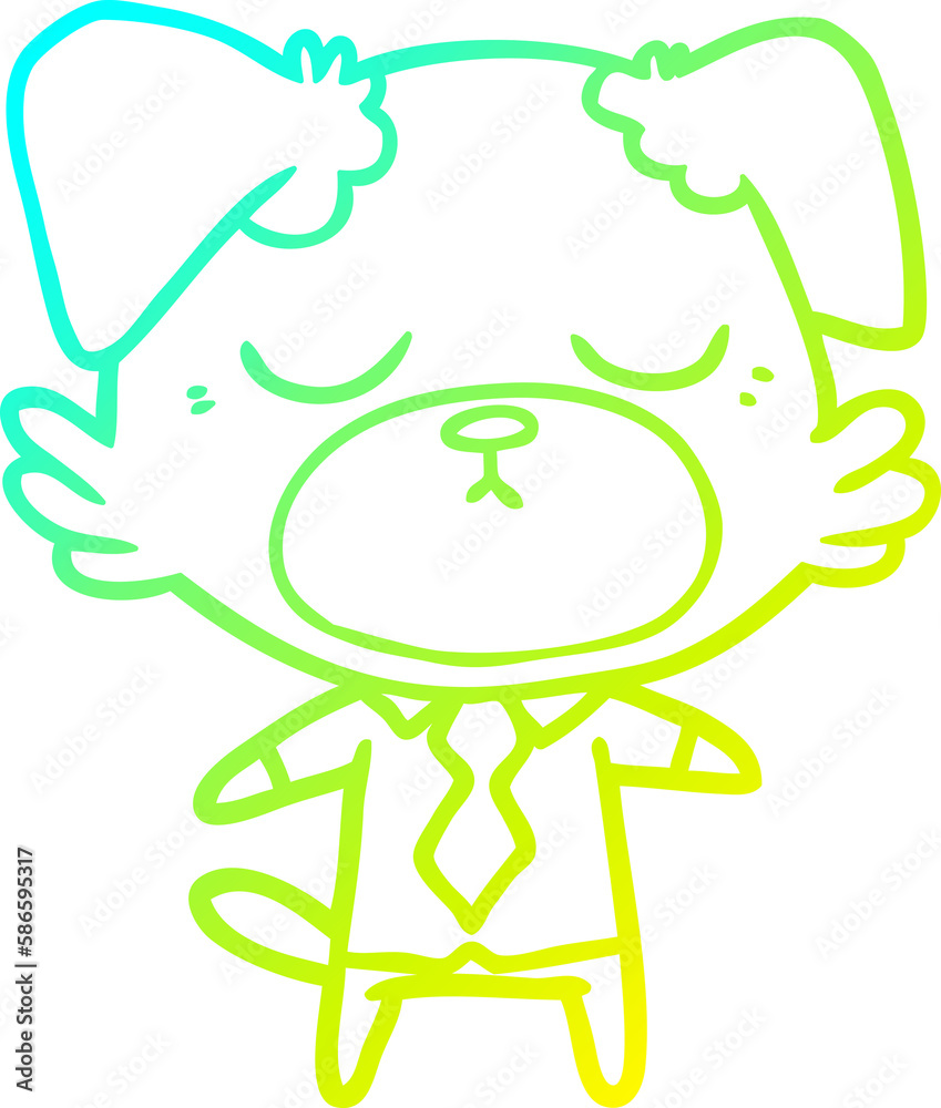cold gradient line drawing cute cartoon dog wearing office shirt cold gradient line drawing cute cartoon dog wearing office shirt