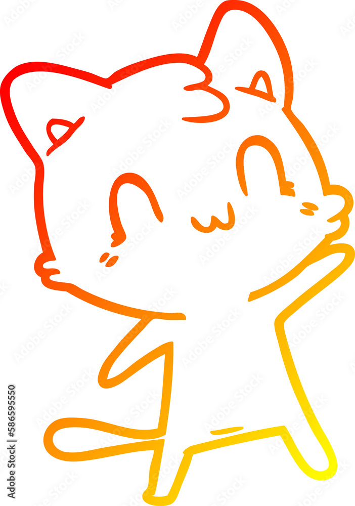 warm gradient line drawing cartoon happy cat warm gradient line drawing cartoon happy cat