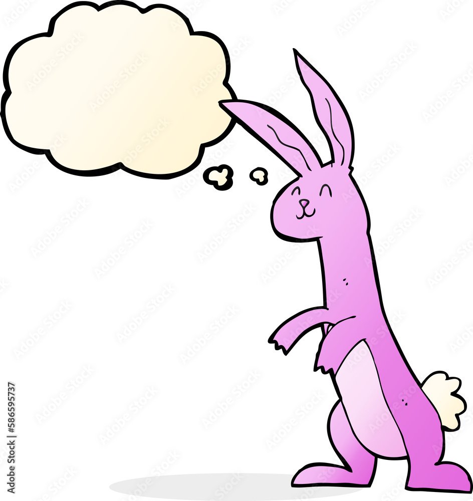 cartoon rabbit with thought bubble cartoon rabbit with thought bubble