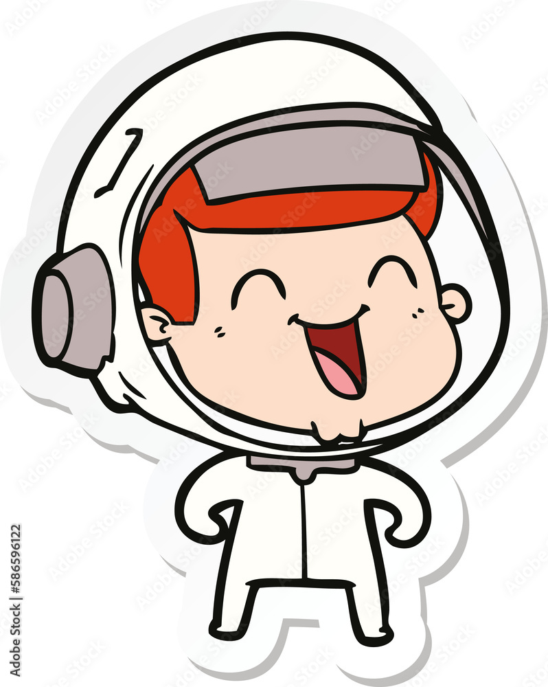 sticker of a happy cartoon astronaut sticker of a happy cartoon astronaut