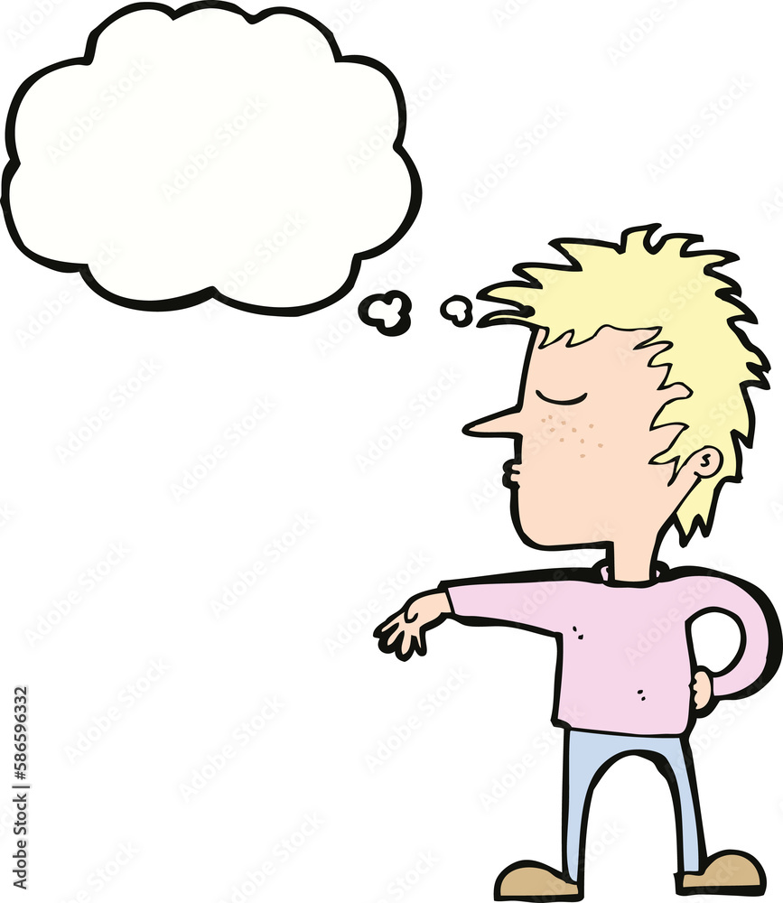 cartoon man making camp gesture with thought bubble cartoon man making camp gesture with thought bubble