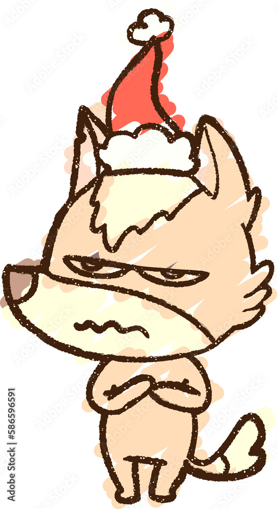 © lineartestpilot - Festive Wolf Chalk Drawing © lineartestpilot - Festive Wolf Chalk Drawing