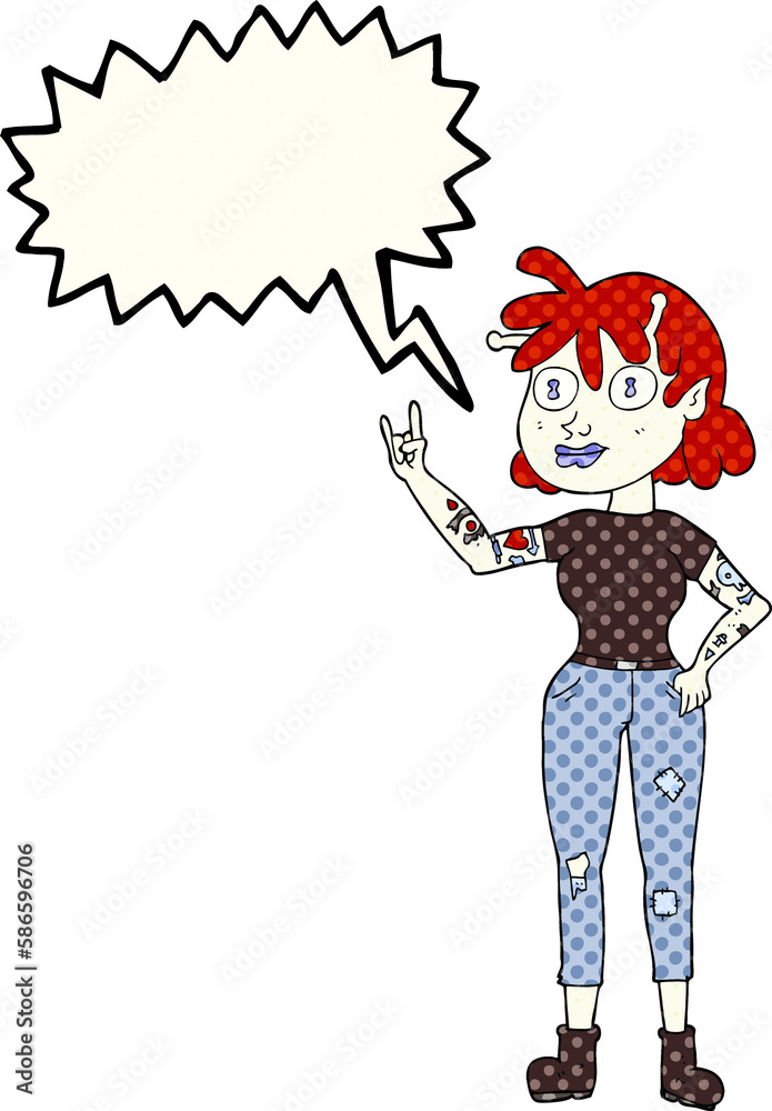 comic book speech bubble cartoon alien rock fan girl comic book speech bubble cartoon alien rock fan girl