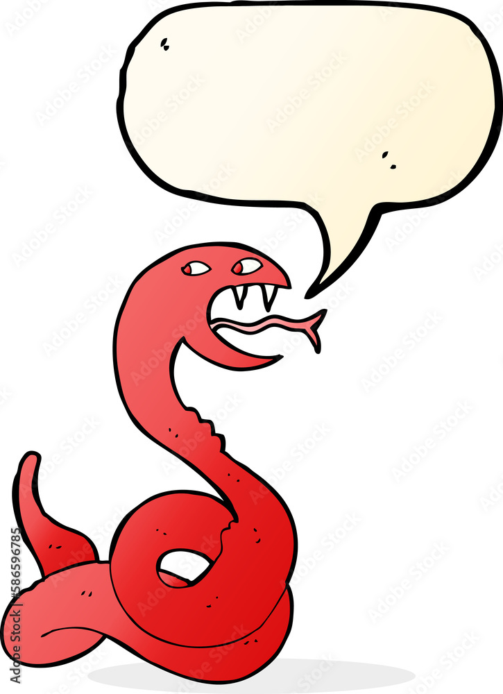 Fototapeta premium cartoon hissing snake with speech bubble