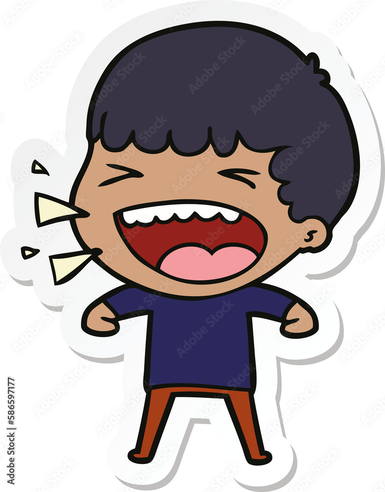 sticker of a cartoon laughing man sticker of a cartoon laughing man