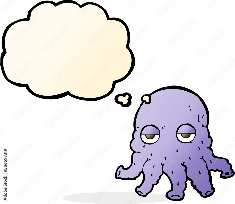 cartoon alien squid face with thought bubble cartoon alien squid face with thought bubble