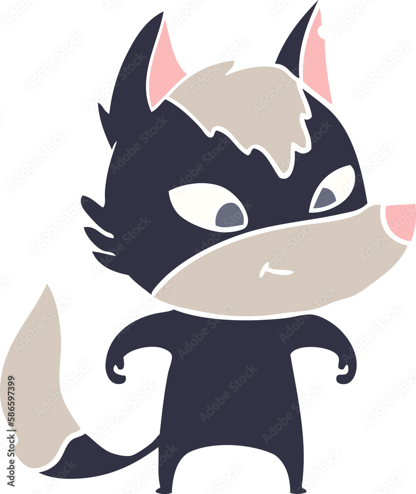 friendly flat color style cartoon wolf friendly flat color style cartoon wolf