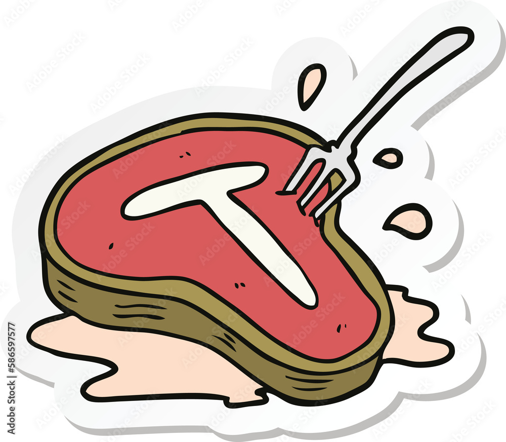 sticker of a cartoon steak sticker of a cartoon steak