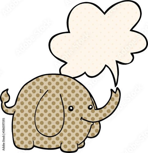 cartoon elephant and speech bubble in comic book style