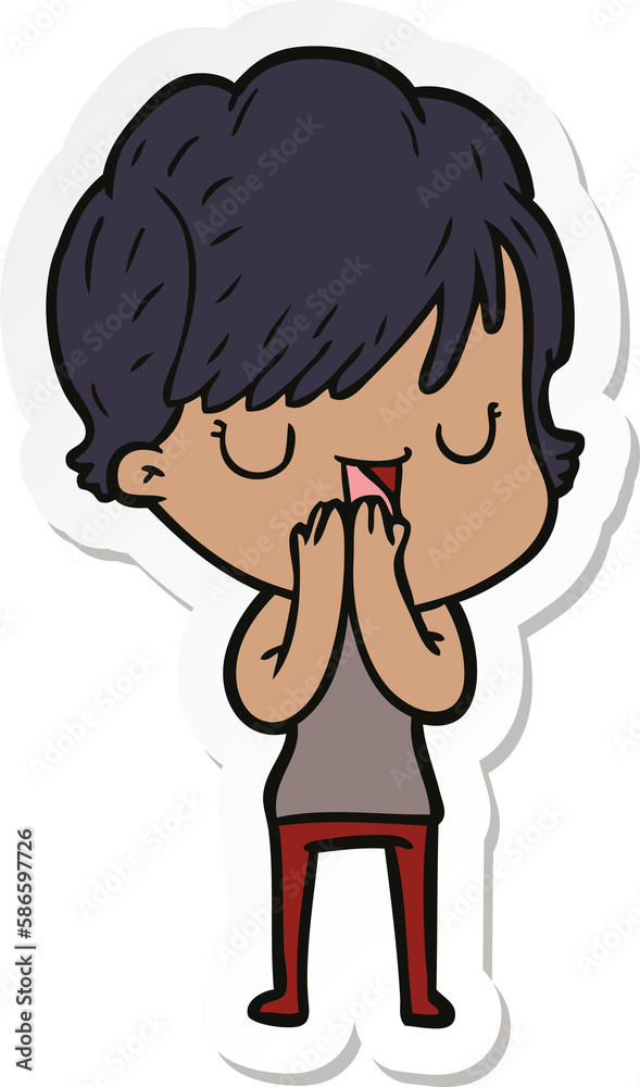 sticker of a cartoon woman talking sticker of a cartoon woman talking