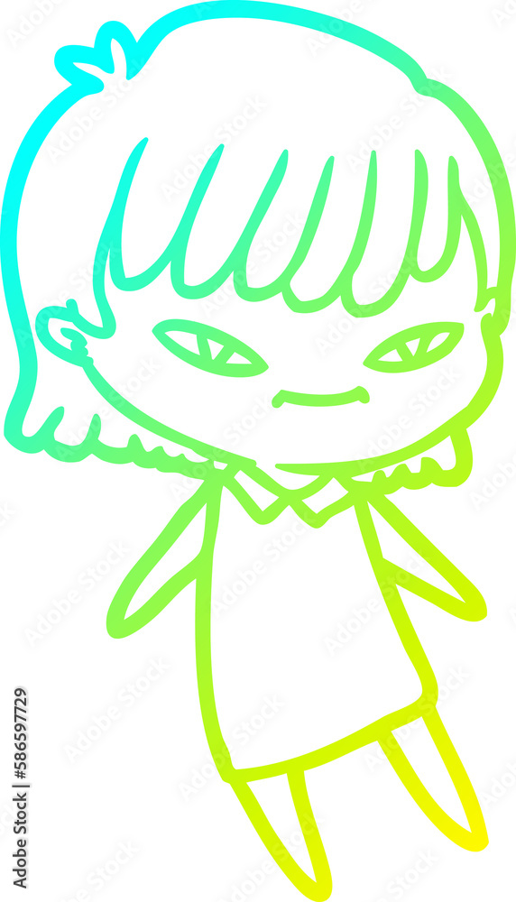 cold gradient line drawing cartoon woman cold gradient line drawing cartoon woman