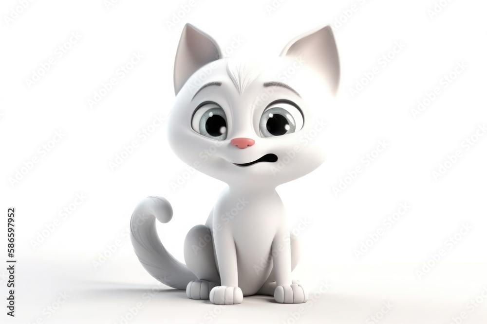 white kitten annoy surprise illustration 3d style cartoon cat character white kitten annoy surprise illustration 3d style cartoon cat character