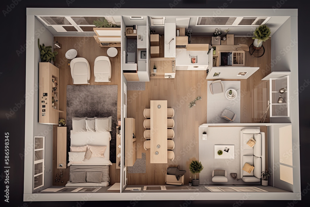 Apartment visualization, design project. Architectural plan for ...