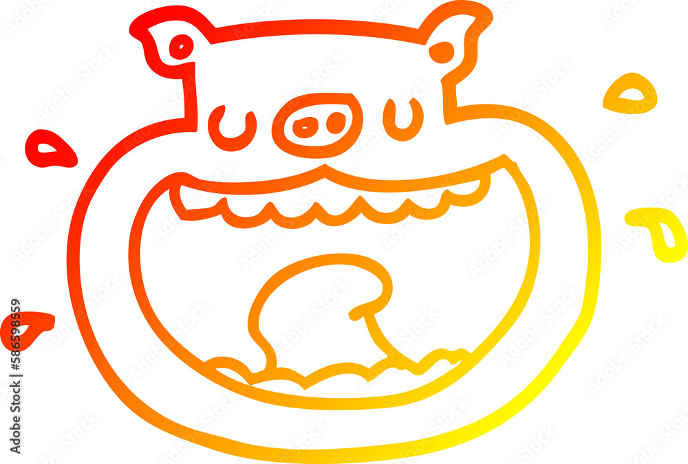warm gradient line drawing cartoon obnoxious pig warm gradient line drawing cartoon obnoxious pig