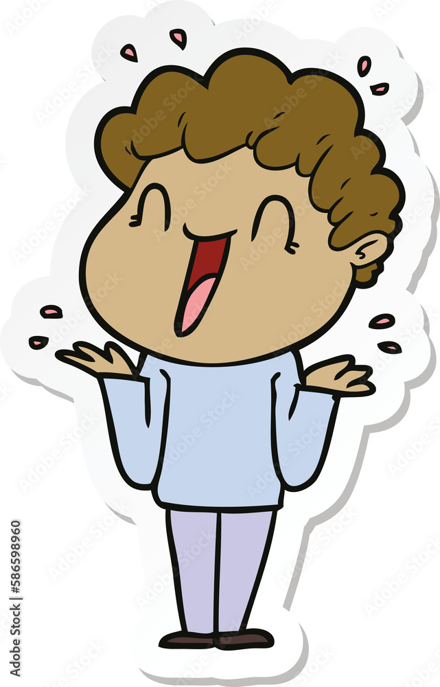 Fototapeta premium sticker of a cartoon happy man