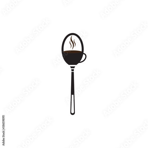 coffee spoon creative logo abstract vector illustration design