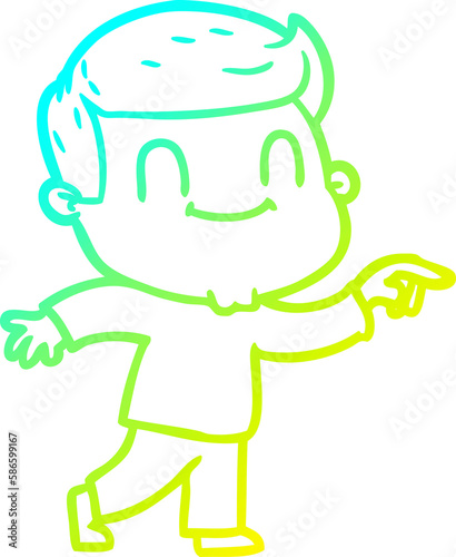 cold gradient line drawing cartoon friendly man