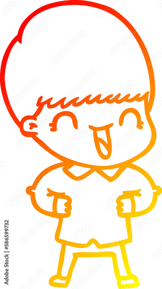 warm gradient line drawing happy cartoon boy warm gradient line drawing happy cartoon boy