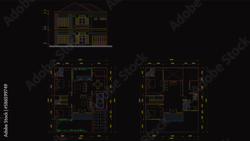 Dream luxury home blueprint illustration, dream home layout blueprint vector