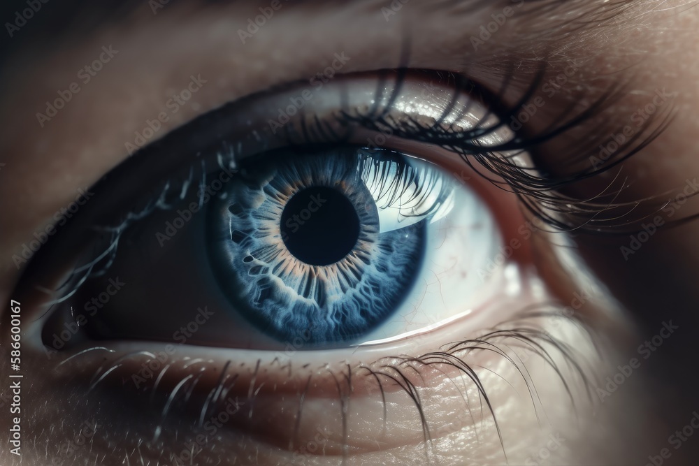 Illustrazione Stock A realistic and detailed human blue eye with ...