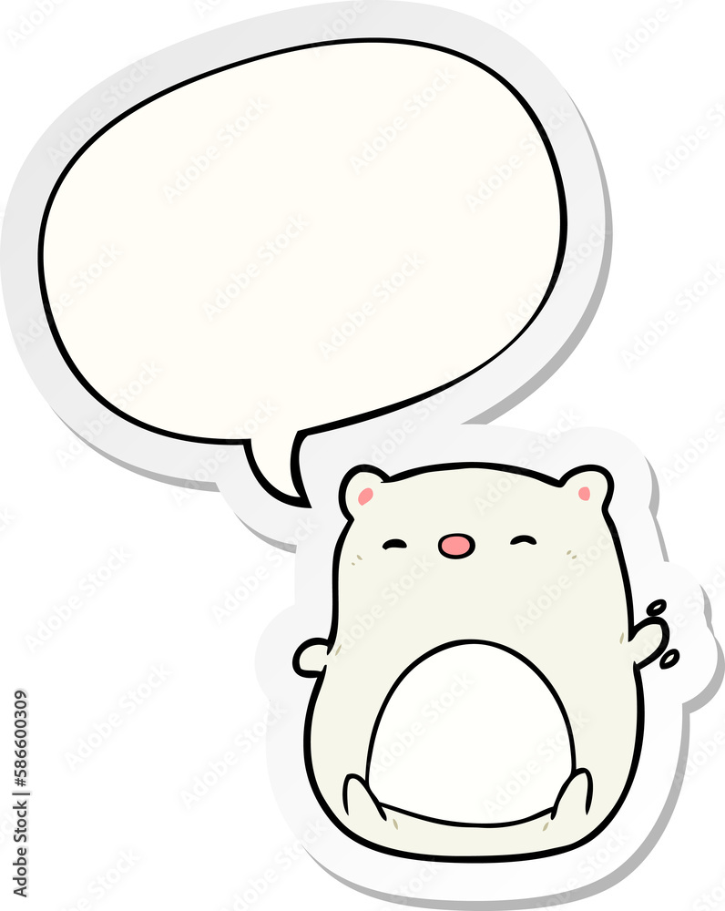 cute cartoon polar bear and speech bubble sticker