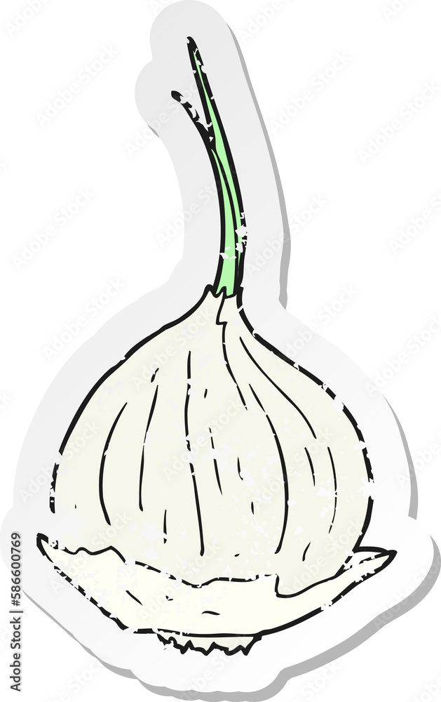 retro distressed sticker of a cartoon onion
