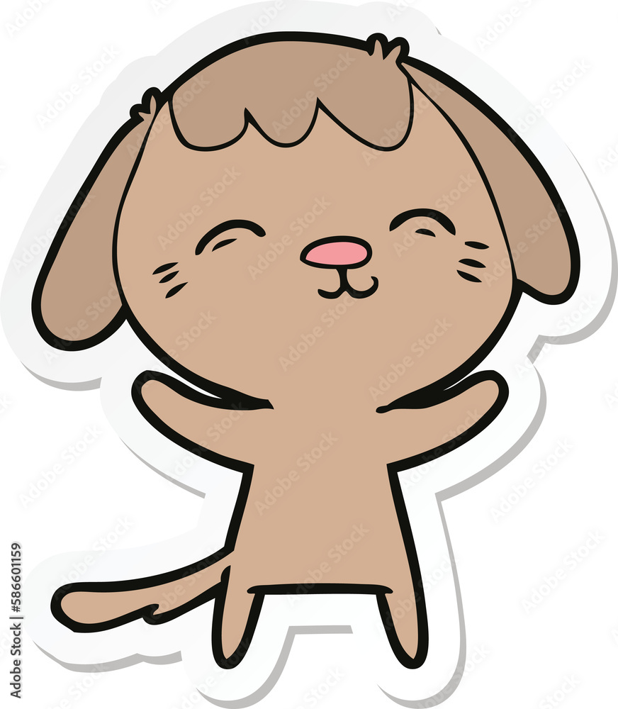 sticker of a happy cartoon dog sticker of a happy cartoon dog