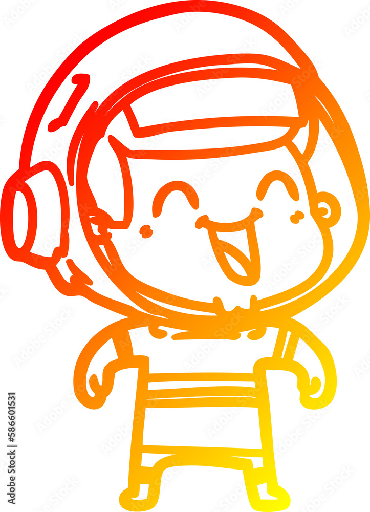 warm gradient line drawing happy cartoon astronaut warm gradient line drawing happy cartoon astronaut