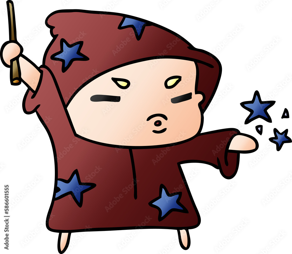 gradient cartoon cute kawaii wizard child gradient cartoon cute kawaii wizard child