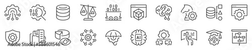 Line icons about business intelligence, thin line icon set. Symbol collection in transparent background. Editable vector stroke. 512x512 Pixel Perfect.