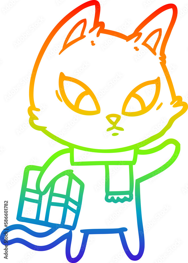 rainbow gradient line drawing confused cartoon cat rainbow gradient line drawing confused cartoon cat