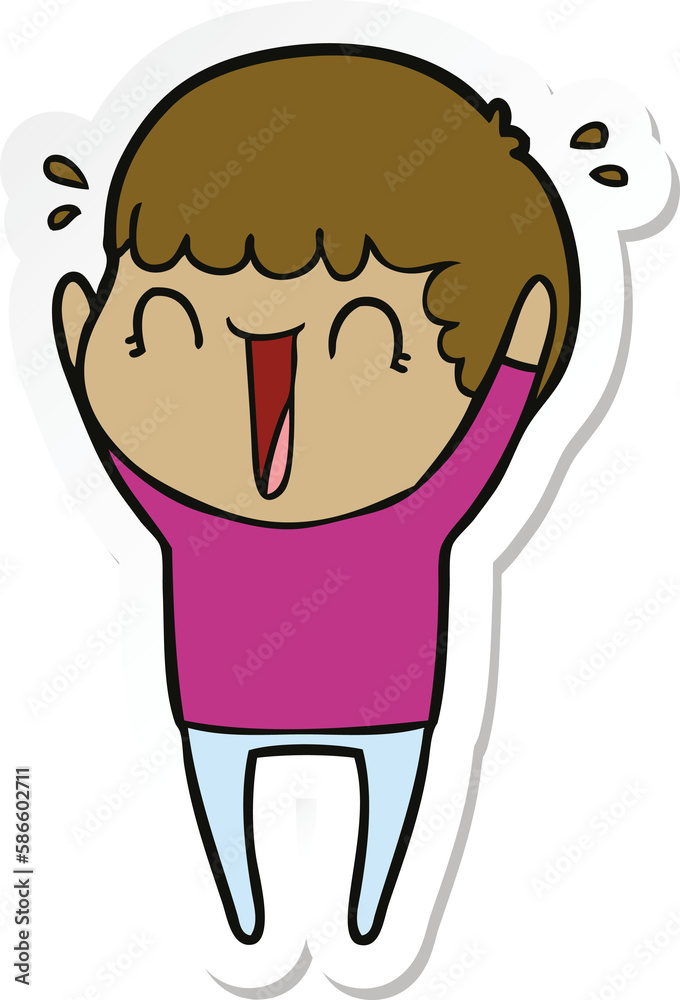 sticker of a cartoon man jumping for joy sticker of a cartoon man jumping for joy