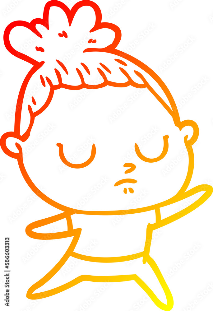 warm gradient line drawing cartoon calm woman warm gradient line drawing cartoon calm woman
