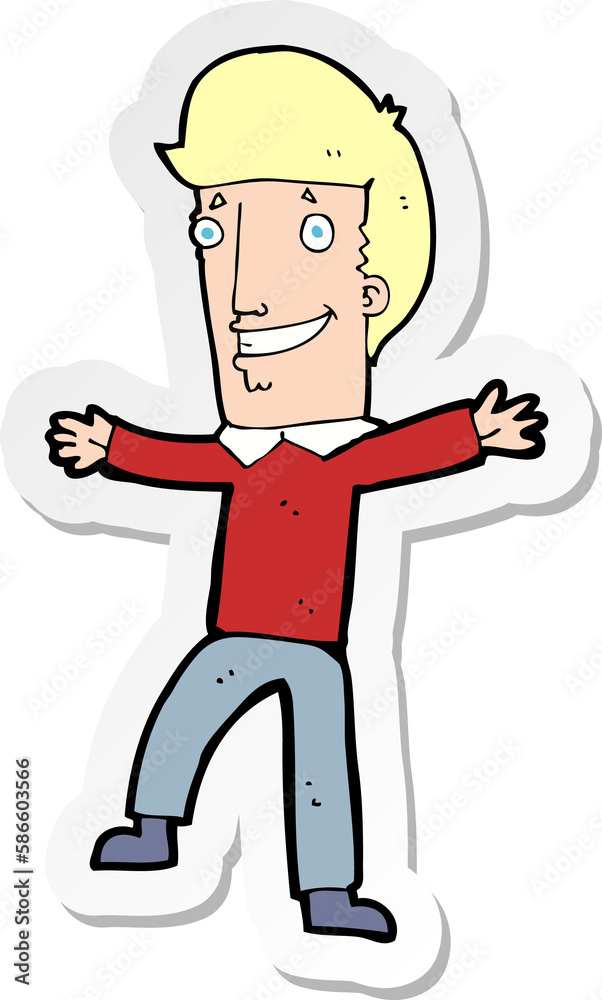 sticker of a cartoon happy man sticker of a cartoon happy man