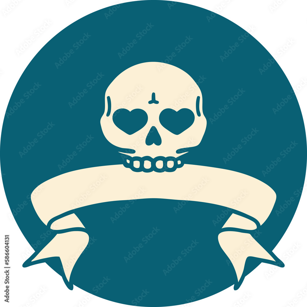 icon with banner of a skull icon with banner of a skull