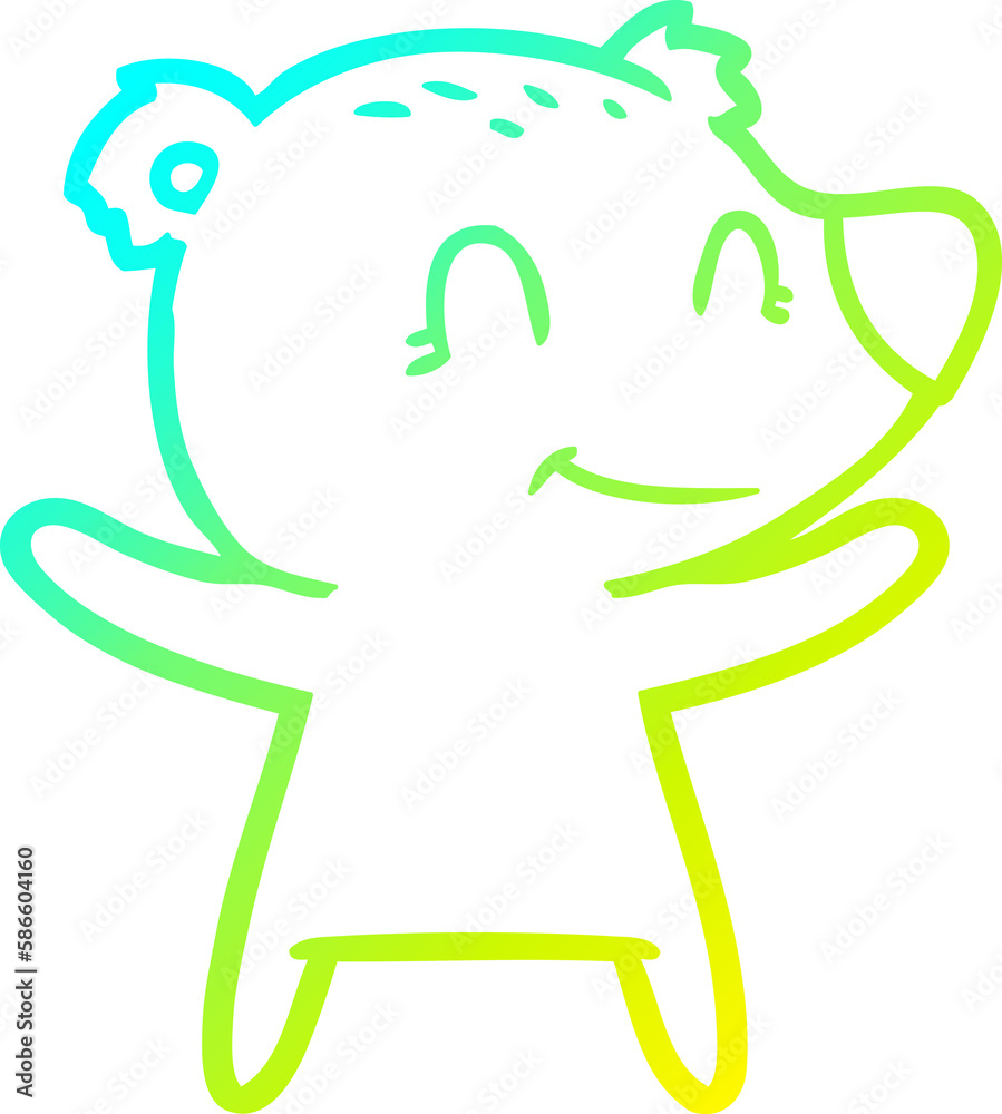 cold gradient line drawing smiling bear cartoon cold gradient line drawing smiling bear cartoon