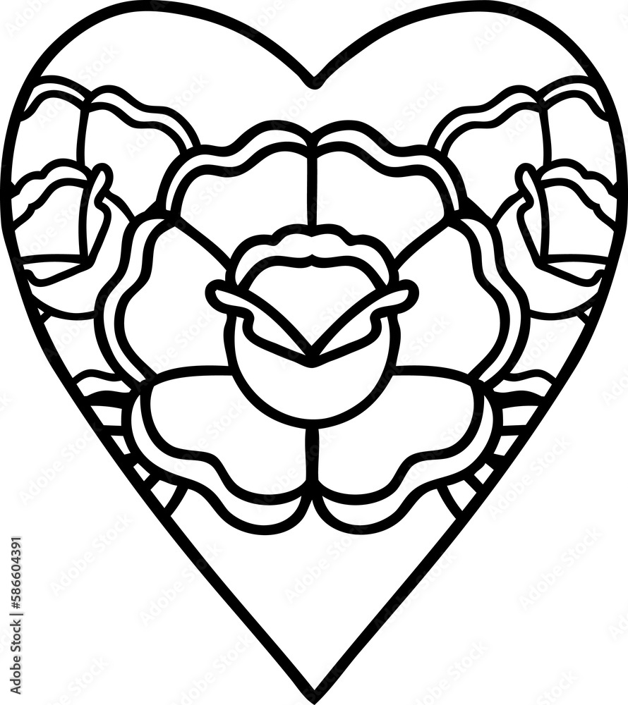 black line tattoo of a heart and flowers black line tattoo of a heart and flowers
