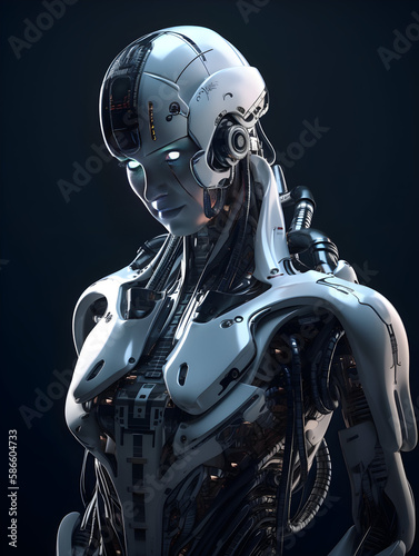 A Humanoid Cyborg Robot Created by Generative AI © rendertwins