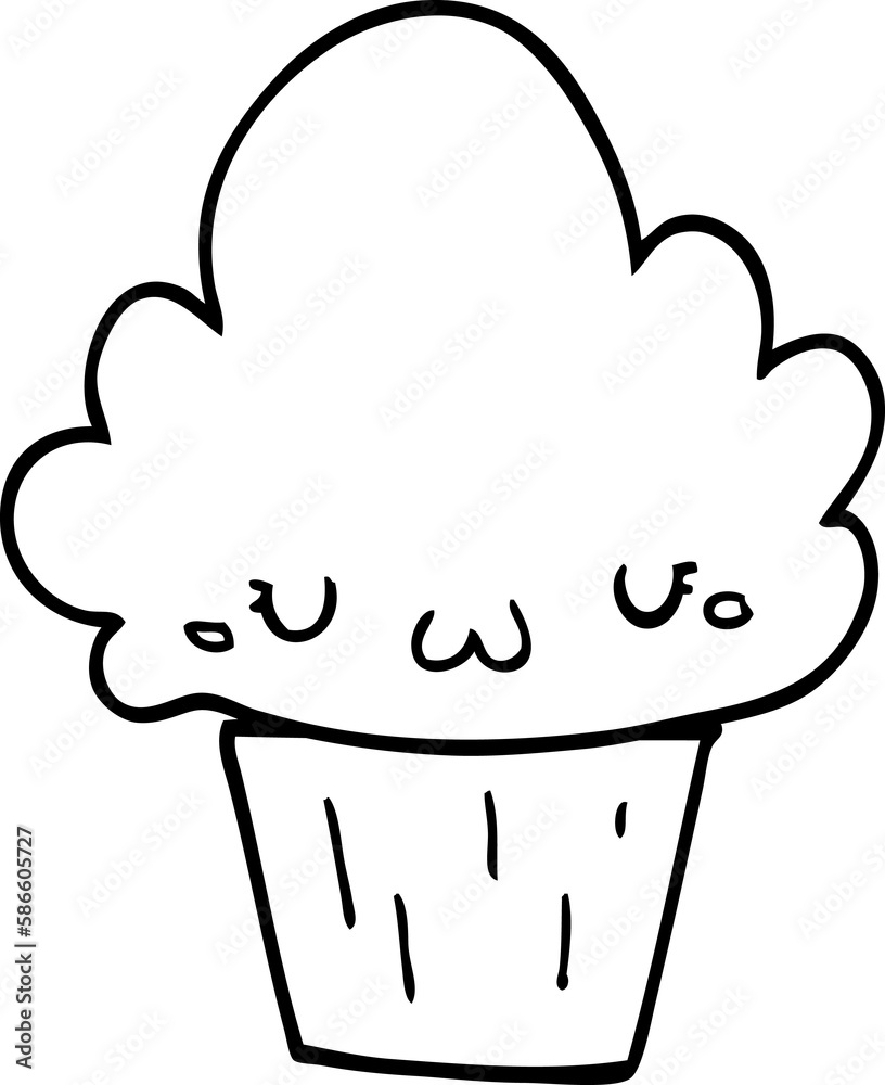 cartoon cupcake with face