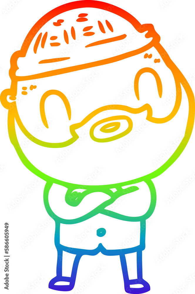 rainbow gradient line drawing cartoon bearded man rainbow gradient line drawing cartoon bearded man
